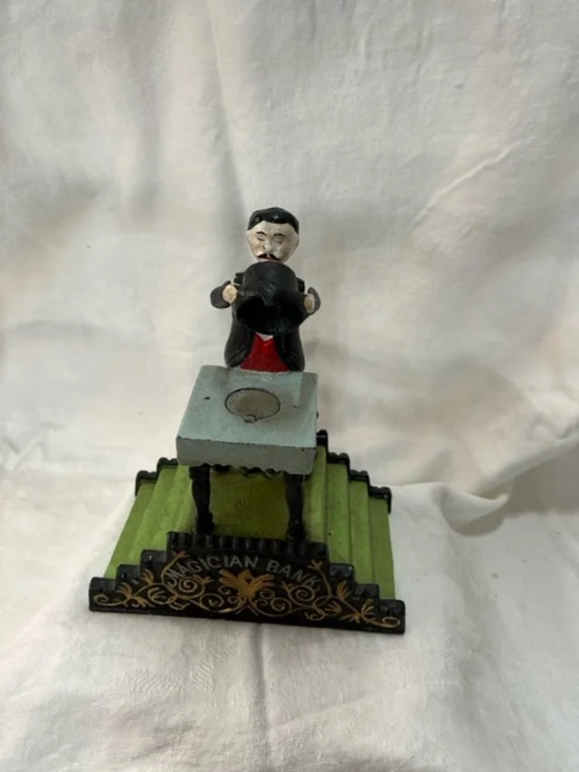 Vintage Cast Iron Magician Bank — 1889 Salvage Co Vintage Cast Iron Magician Bank — 1889 Salvage Co